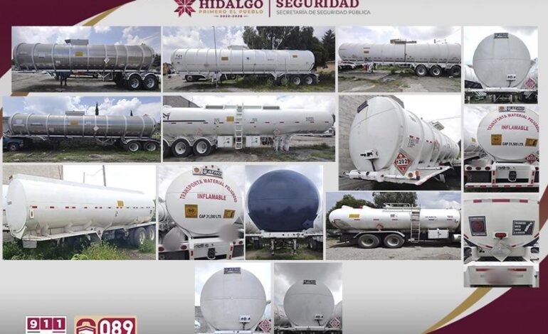 SSPH Asegura 15 Tanques Cisterna y Más de 26 Mil Litros de Hidrocarburo en Atotonilco de Tula