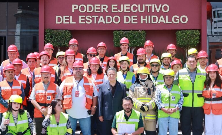 Encabezo el Gobernador Julio Menchaca el Simulacro Nacional 2025 desde Plaza Juárez en Pachuca