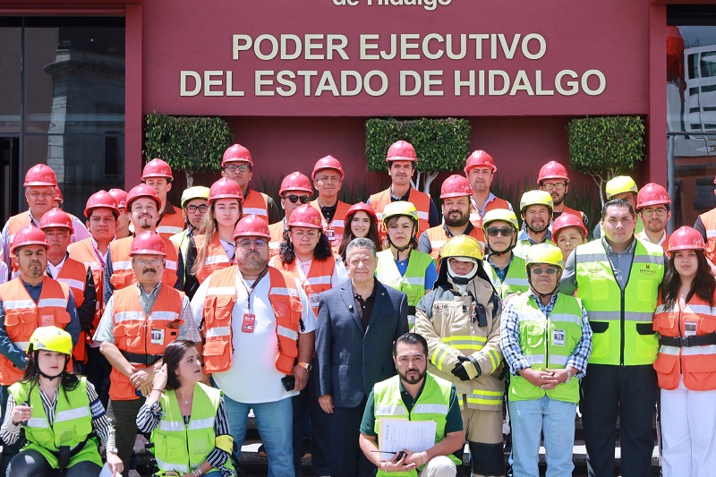 Encabezo el Gobernador Julio Menchaca el Simulacro Nacional 2025 desde Plaza Juárez en Pachuca