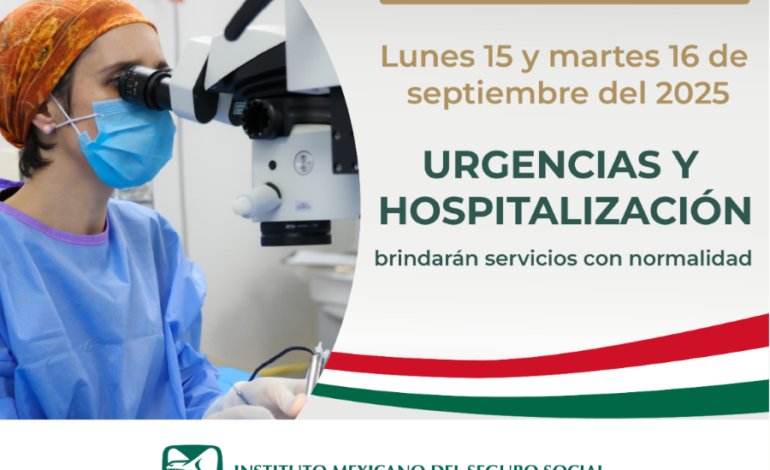 Garantiza IMSS Hidalgo atención médica en servicios de Urgencias durante fiestas patrias