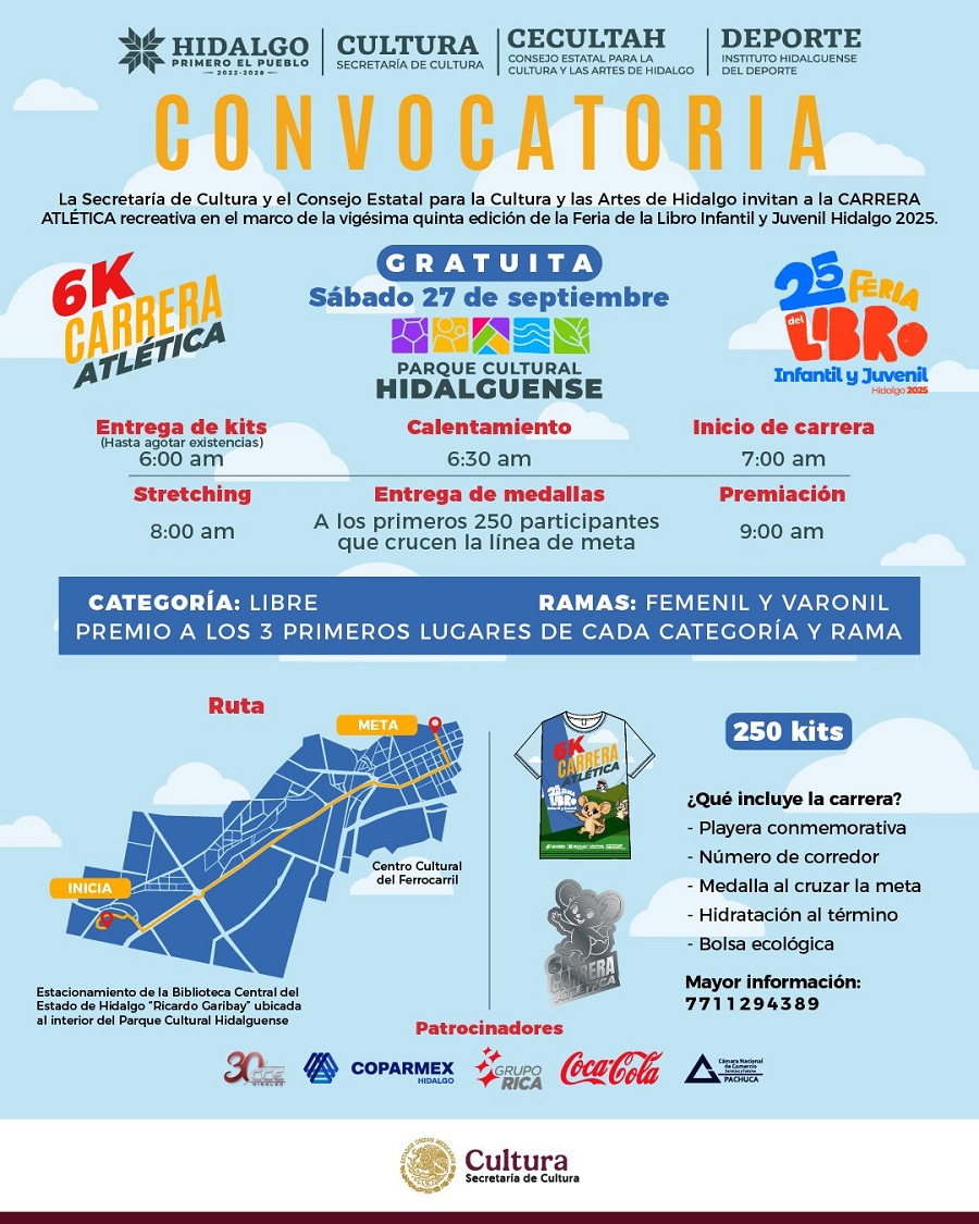 Invitan a la Carrera Atlética de la Feria del Libro Infantil y Juvenil 2025