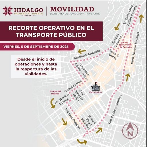 Movilidad anuncia operativo de transporte por 3er Informe de Gobierno, en Pachuca