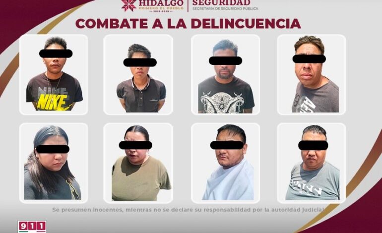 SSPH Detiene a 8 Integrantes de una Banda Dedicada Presuntamente al Robo de Transporte de Carga en Carreteras Federales