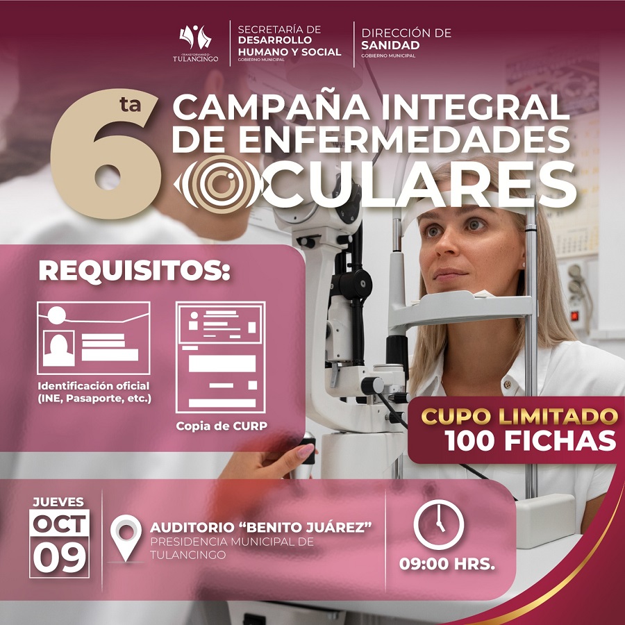 En Tulancingo Esta Semana, Jornada de Servicios de Salud Visual
