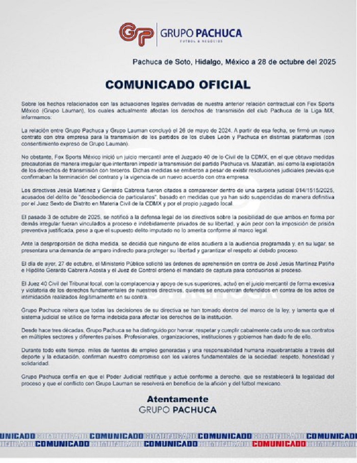 Giran orden de aprehensión contra Jesús Martínez, presidente de Grupo Pachuca