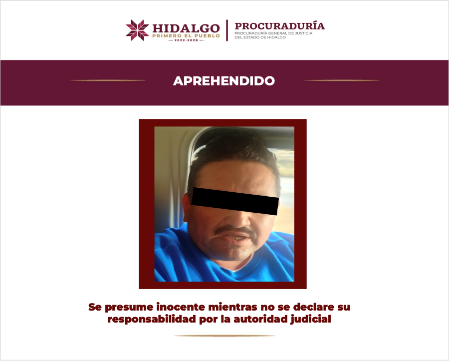 Aprehendido en Actopan probable responsable de homicidio doloso calificado y homicidio doloso calificado en grado de tentativa