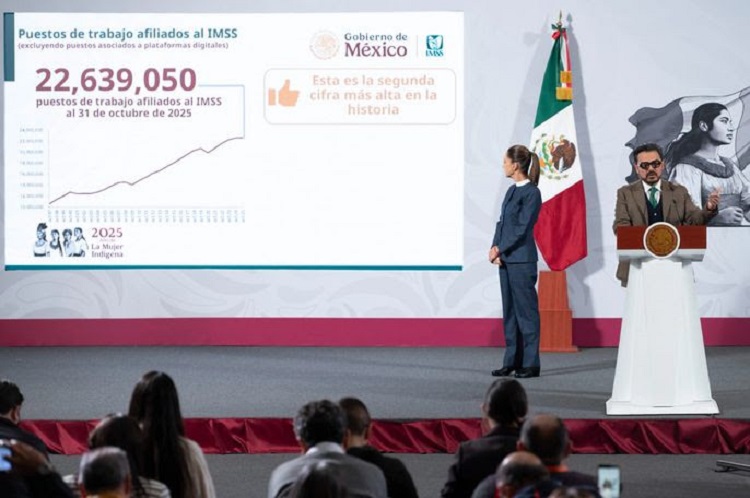 Gobierno de México: Empleo Afiliado al Imss Registra Cifra Récord Con 22 Millones 639 Mil 50 Puestos de Trabajo al 31 de Octubre; 2da Más Alta en La Historia