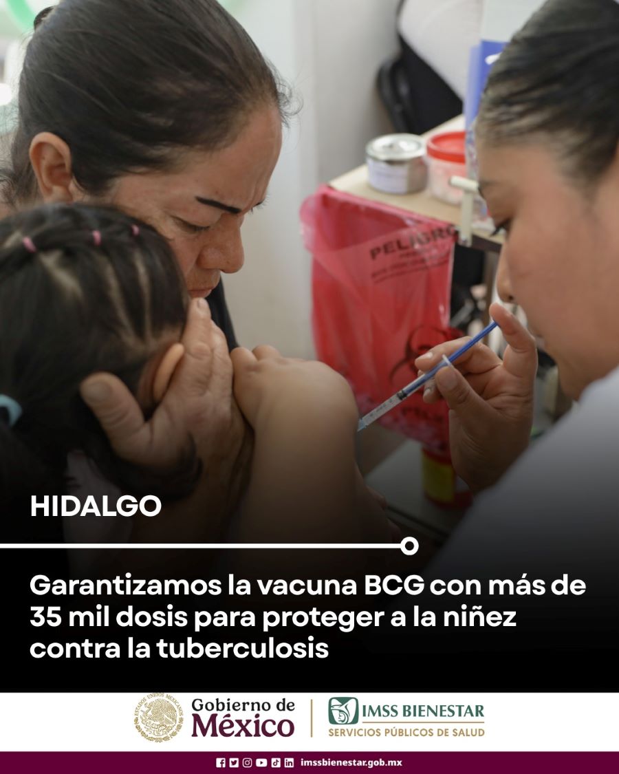 IMSS Bienestar Hidalgo Garantiza La Vacuna BCG Con Más de 35 Mil Dosis Para Proteger a La Niñez Contra La Tuberculosis