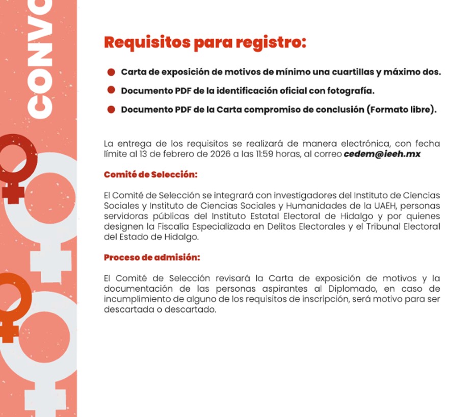 IEEH abre Convocatoria del Diplomado en Materia de VPcMRG 2026