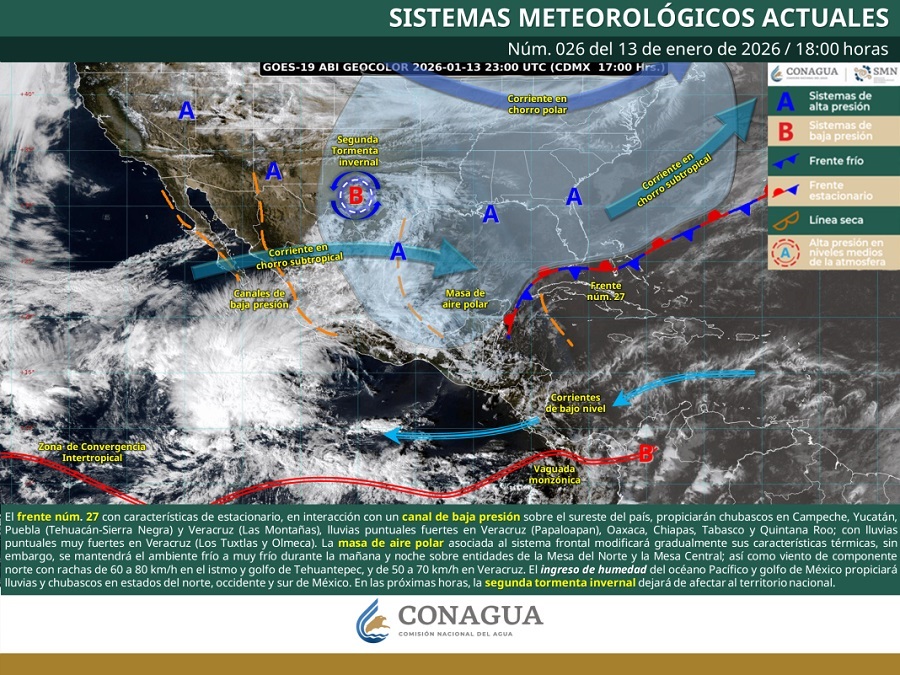 Llega el Frente Frio 28., Hidalgo Registrará Temperaturas de -5 a 0 °C, además de Condiciones de Lluvias Intermitentes y Heladas.
