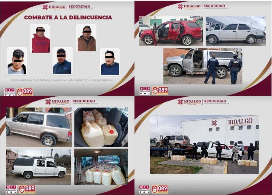 SSPH Asegura a Seis Presuntos Huachicoleros en Acaxochitlán