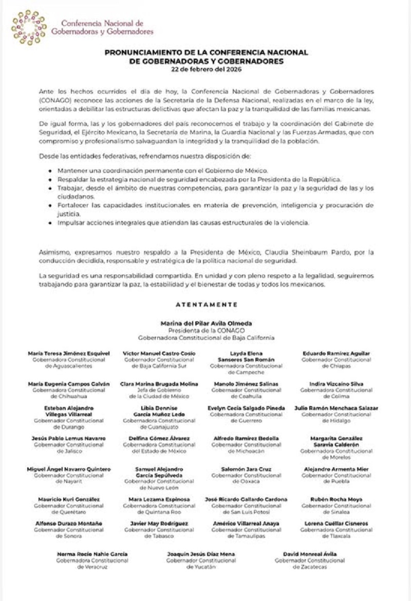 CONAGO Reconoce   las acciones de la Defensamx, Secretaría de Marina, Guardia Nacional, Ejército Mexicano,