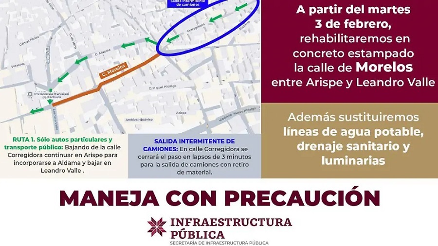 Cierran Calle de Morelos en el Tramo de Arizpe a Leandro Valle, le Aplicaran Concreto Hidráulico