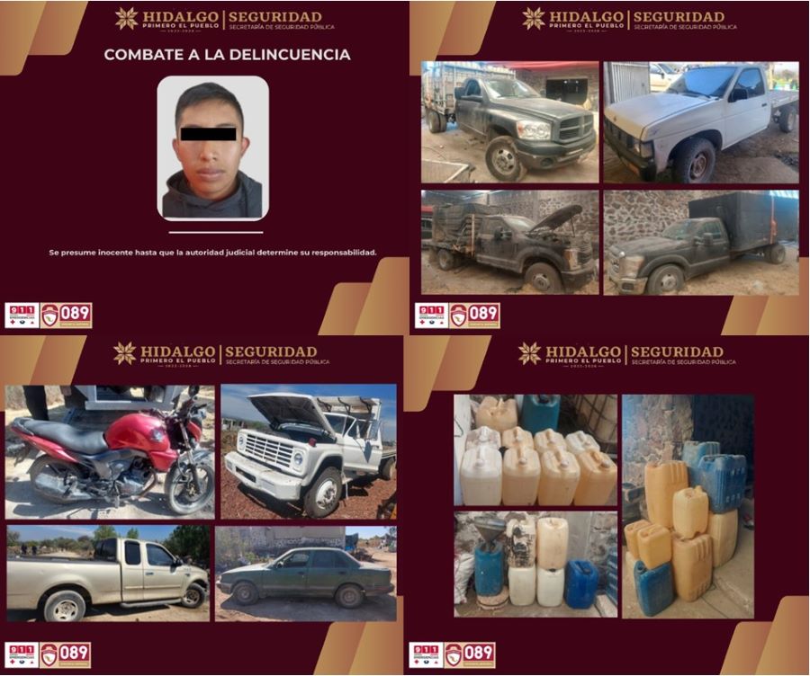 Desmantelan Punto Delictivo Con Hidrocarburo y Vehículos Robados en Alfajayucan