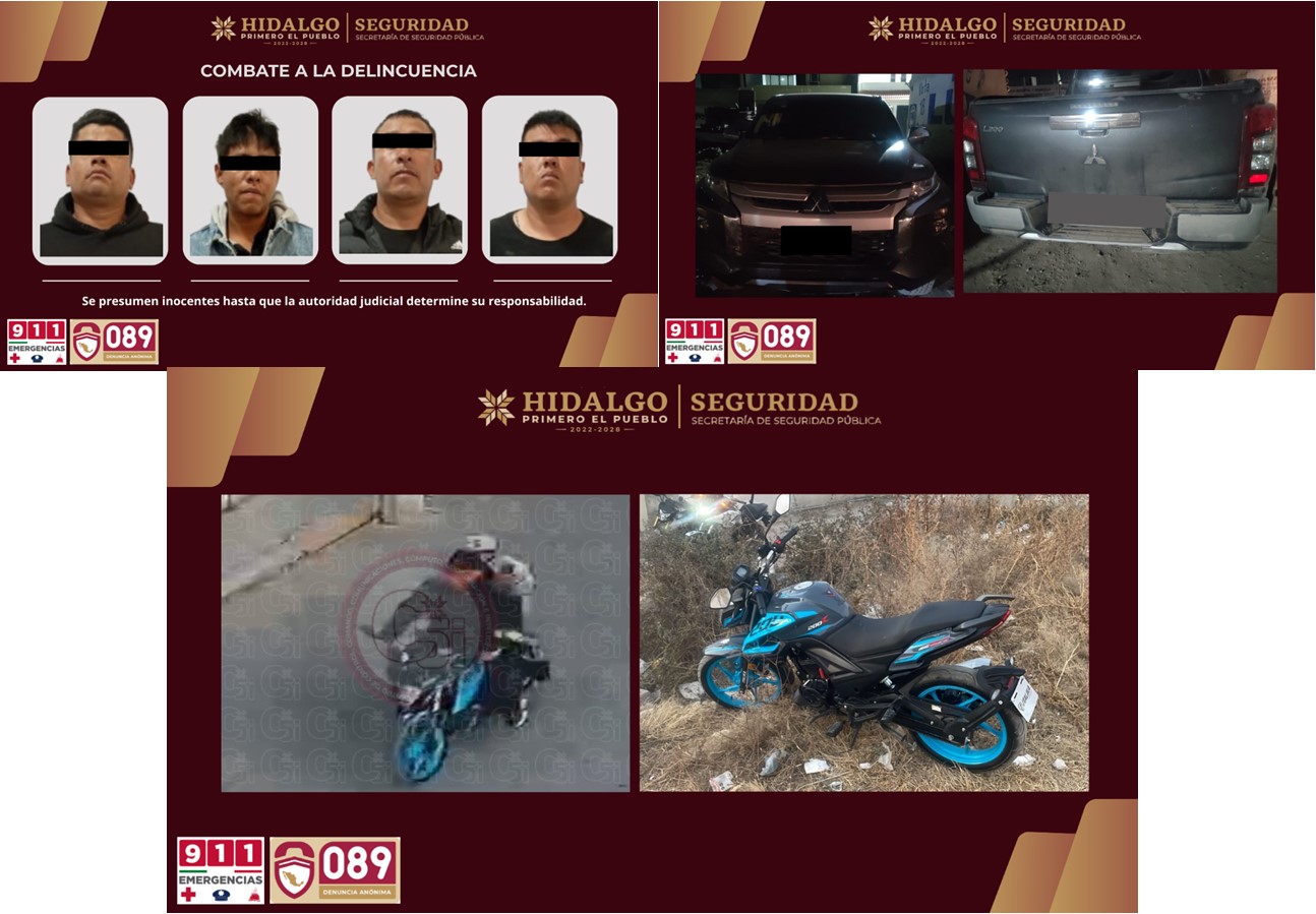 La SSPH Captura a Cuatro Sujetos Por Agresión a Mano Armada en Tizayuca