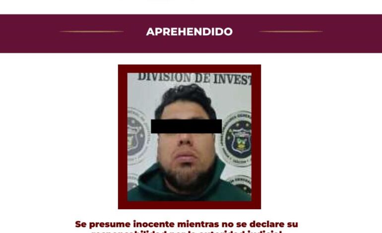 PGJEH Aprehende a Probable Responsable de Homicidio Doloso Ocurrido en Tizayuca