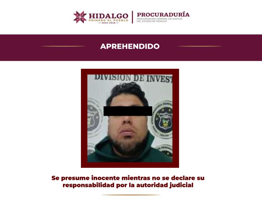 PGJEH Aprehende a Probable Responsable de Homicidio Doloso Ocurrido en Tizayuca