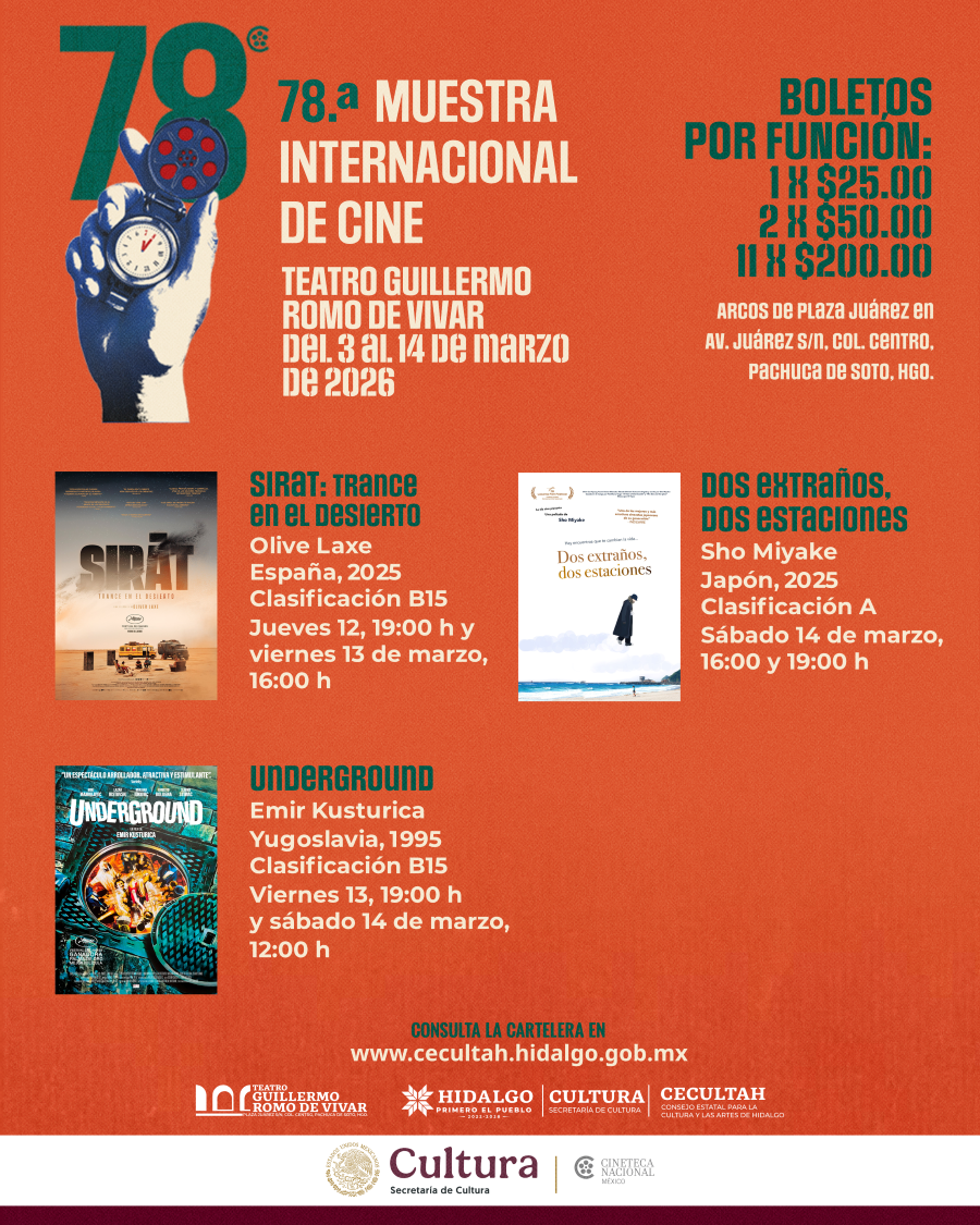 Pachuca recibe la 78ª Muestra Internacional de Cine de la Cineteca Nacional