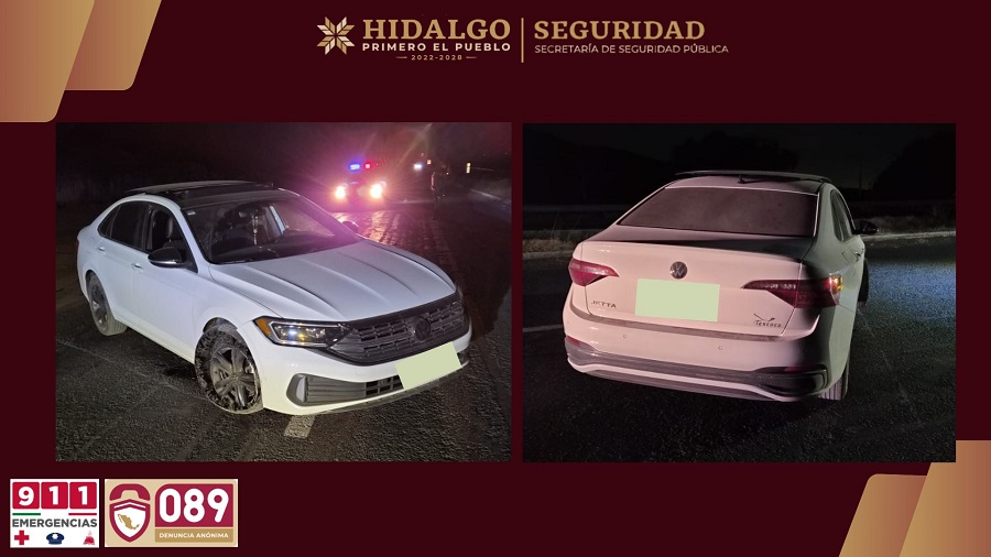 Policía Estatal Recupera Vehículo Robado Tras Persecución Sobre la Vía Pachuca – Cd. Sahagún