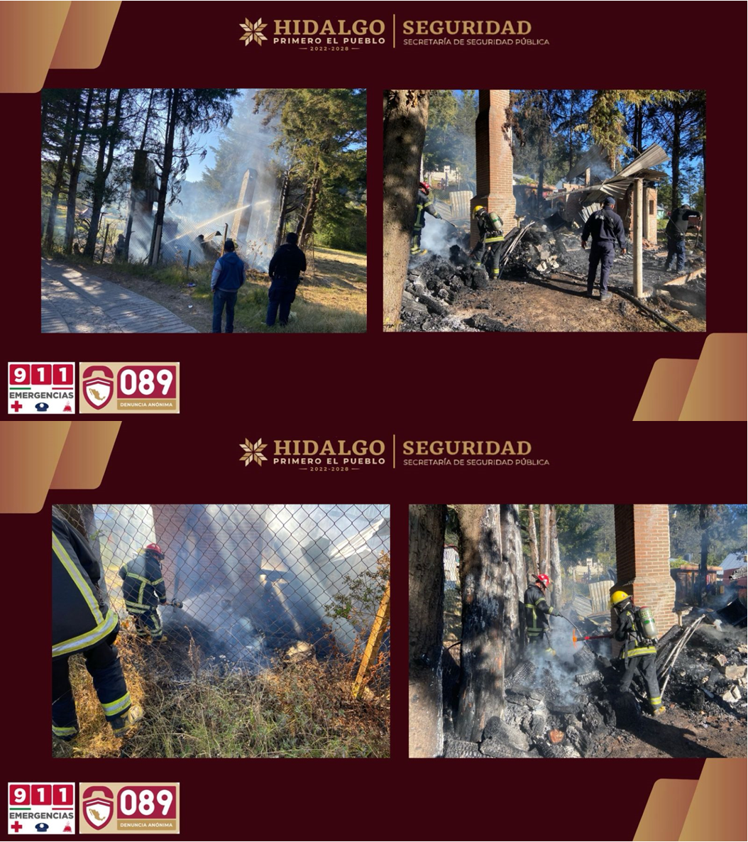 Policía Turística y H. Cuerpo de Bomberos Atienden Incendio en Mineral del Chico y Evitan Su Propagación