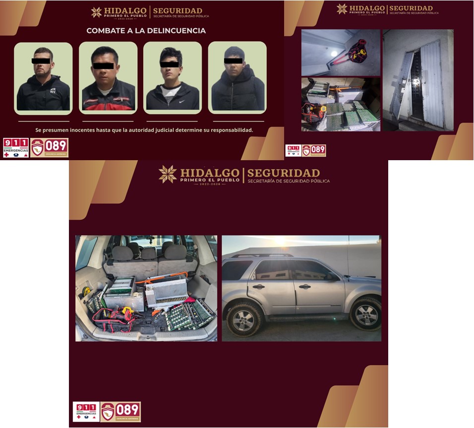 SSPH logró el aseguramiento de personas dedicadas al robo de infraestructura de telecomunicaciones.