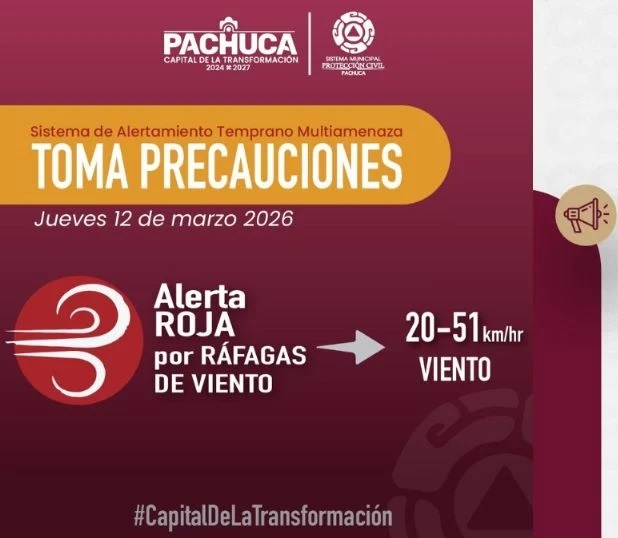 Ante rachas de viento moderadas a fuertes en diversas regiones del estado Protección Civil y Gestión de Riesgos de Hidalgo Recomienda Tomar Precauciones