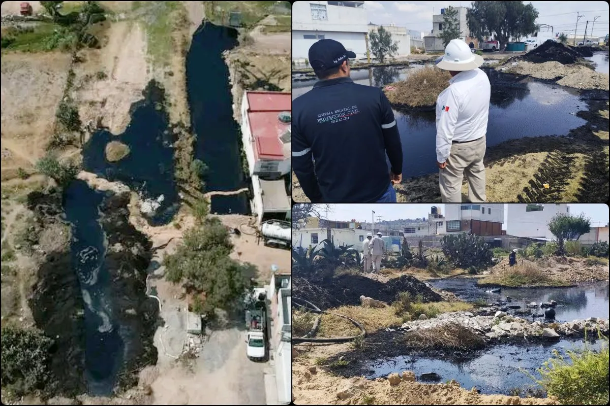 Fuga de Combustible en Ducto de Pemex en Santiago Tlapacoya, Inunda Terreno