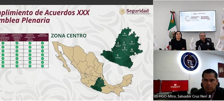 Hidalgo Expone Avances de Su Estrategia Ante Autoridades de Seguridad de La Zona Centro del País