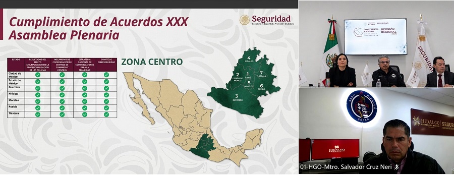 Hidalgo Expone Avances de Su Estrategia Ante Autoridades de Seguridad de La Zona Centro del País