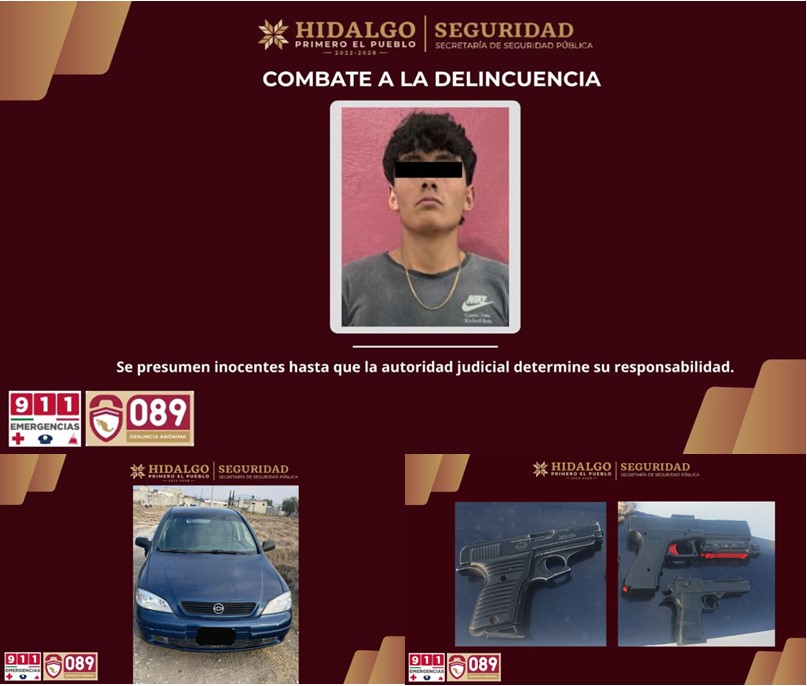 Intervención Policial en Tizayuca Permite Asegurar a Dos Personas y Un Arma de Fuego