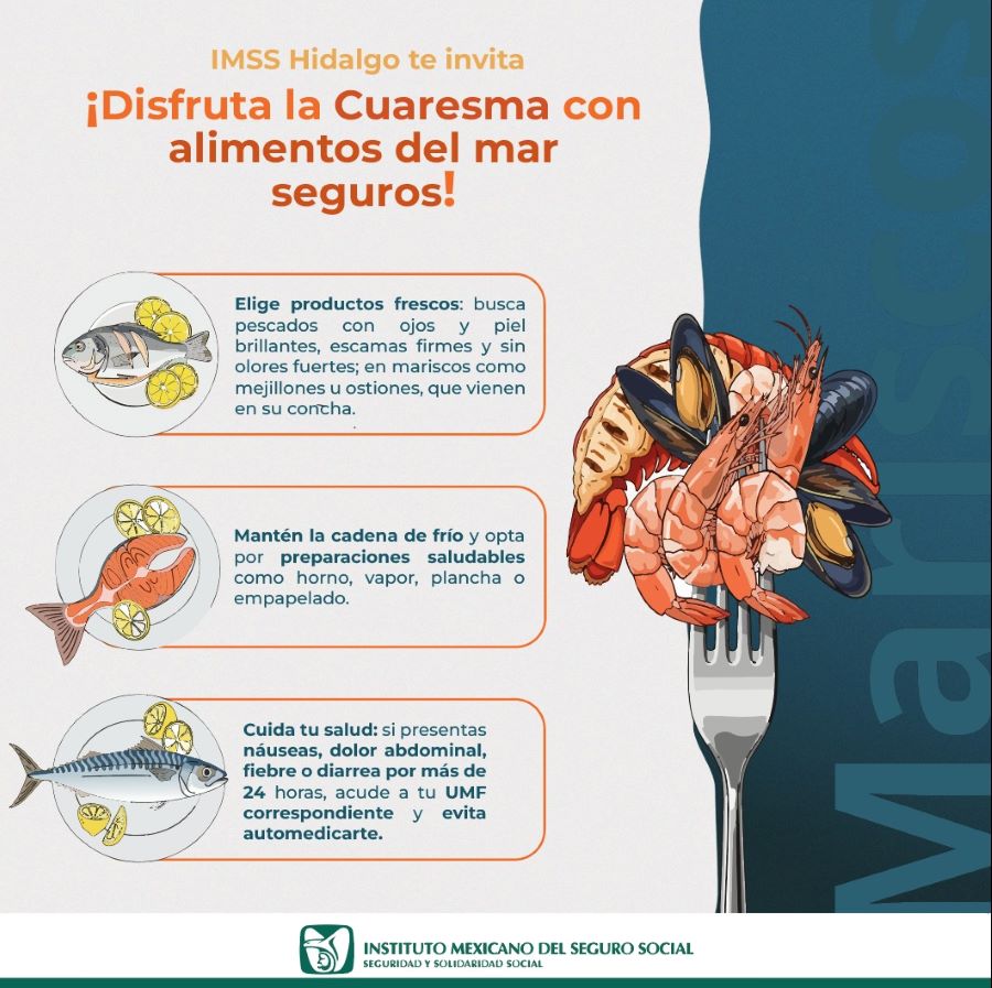 Llama IMSS Hidalgo a Tener Precaución en Consumo de Mariscos Durante Cuaresma