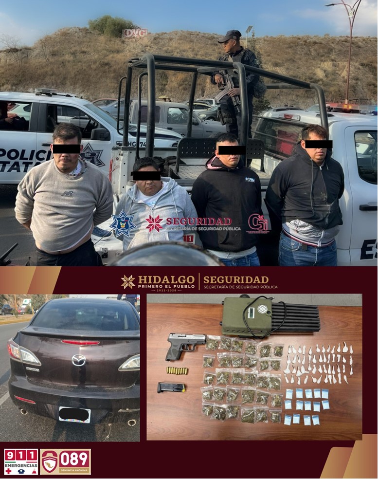 Mediante videovigilancia, SSPH asegura a cuatro implicados en robo de vehículo