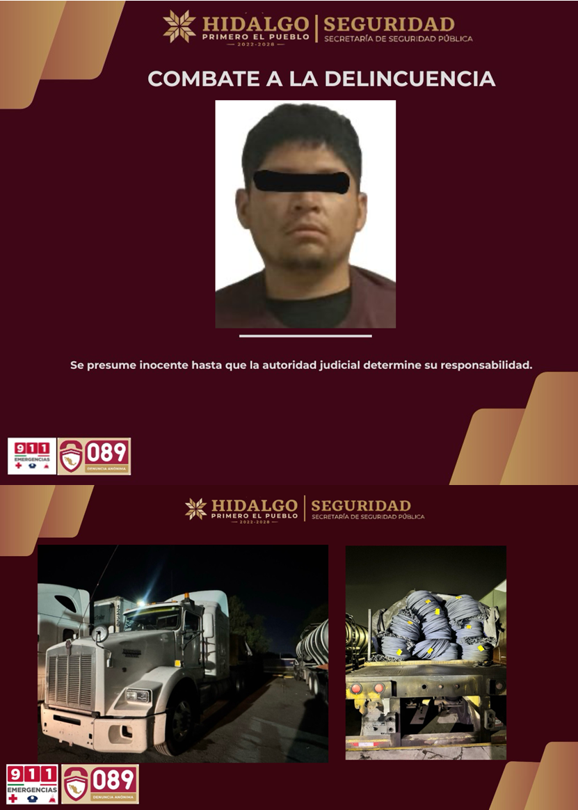 SSPH  recupera 35 toneladas de varilla en la México-Pachuca constante en el combate al robo de transporte de carga