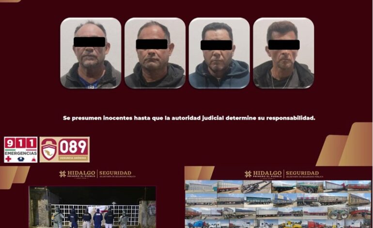 SSPH Desmantela Almacén de Vehículos de Carga Pesada Robados en Atotonilco de Tula