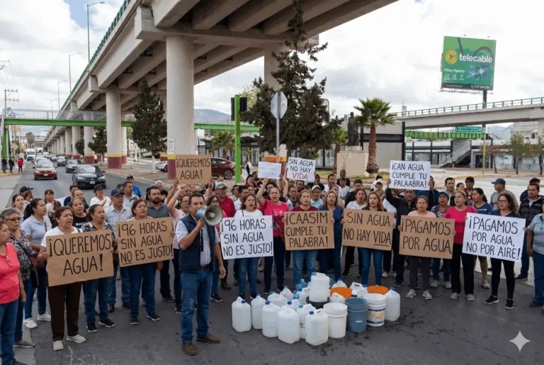 Habitantes de Infonavit Venta Prieta, Ante Falta de Agua Amenazan con Cerrar el Bulevar Felipe Ángeles
