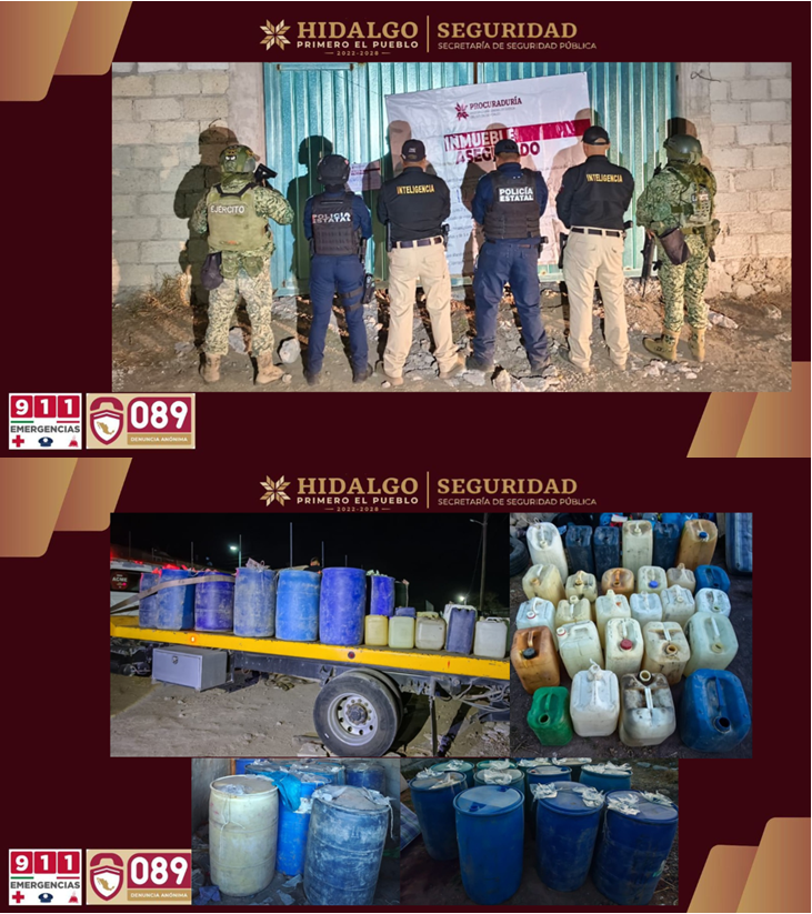 Policía del Estado desmantela “bodega huachicolera” en Tepeapulco