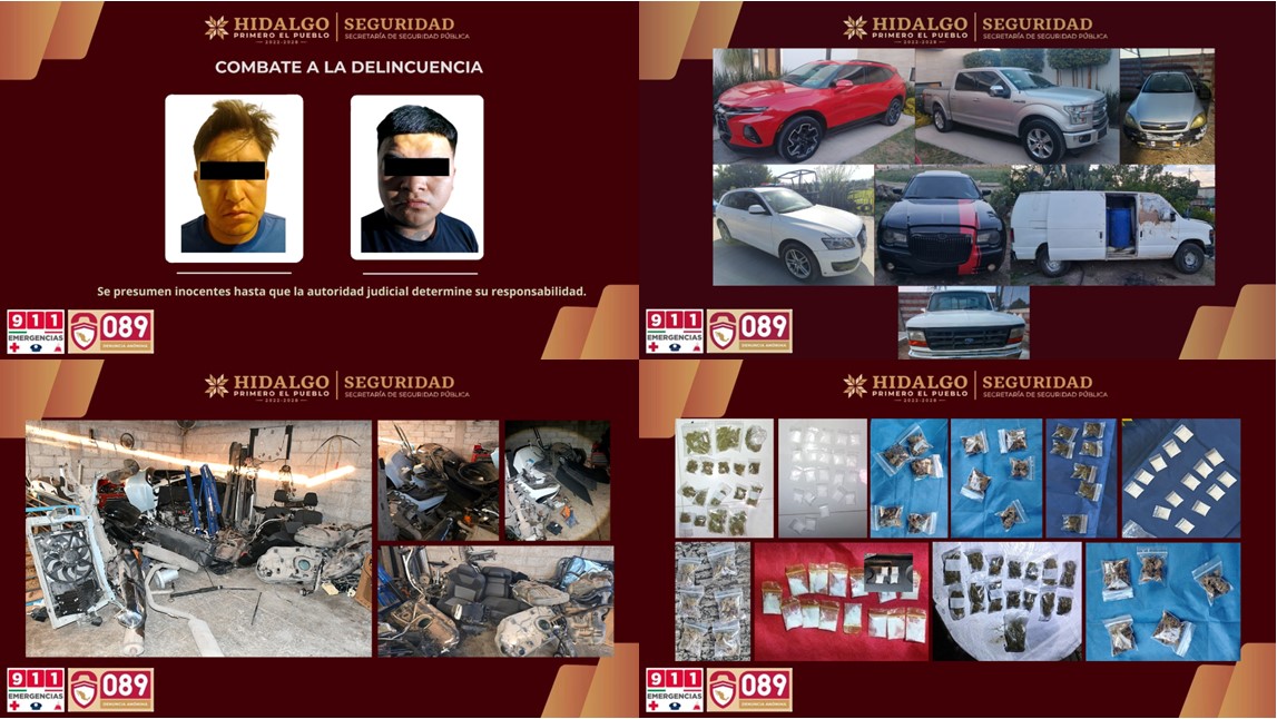 SSPH Desarticula Bodega Utilizada Para Almacenar Autopartes y Desmantelar Vehículos Robados en Cuautepec de Hinojosa