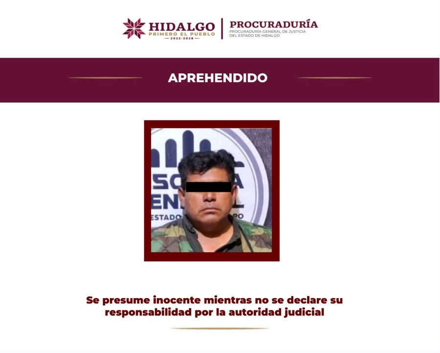 La PGJEH Aprehendió a un Hombre Investigado Por Homicidio Doloso Calificado en Querétaro