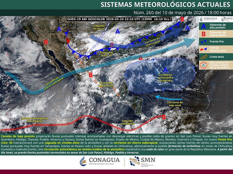 Pronostica el Servicio Meteorológico Nacional la presencia de intensas lluvias