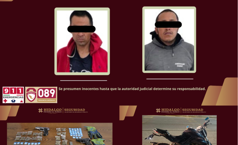 SSPH Detiene a Dos Distribuidores de Sustancias Ilícitas en Actopan