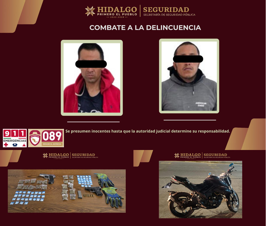 SSPH Detiene a Dos Distribuidores de Sustancias Ilícitas en Actopan