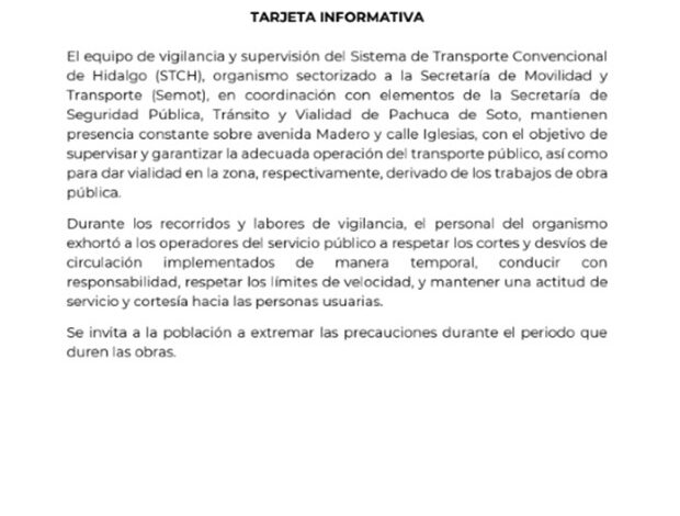 Vigilancia de La Adecuada Operación del Transporte Público Sobre La Avenida Madero y La Calle Iglesias