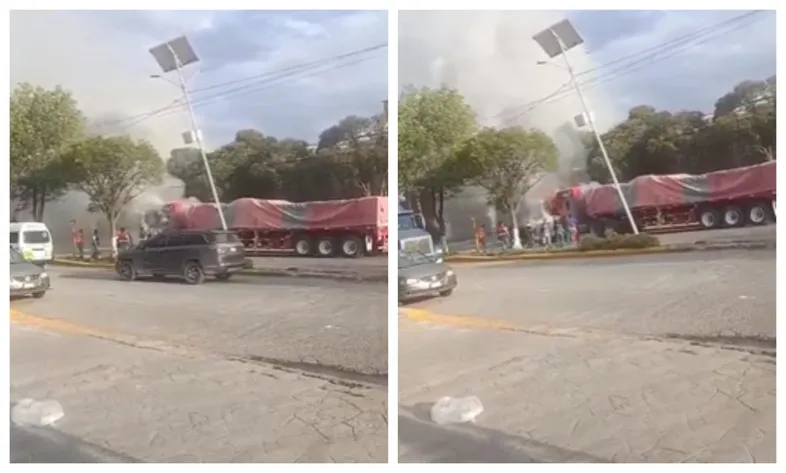 Se Incendia Tráiler de Empresa de Impermeabilizantes en la Zona Industrial de Tizayuca.