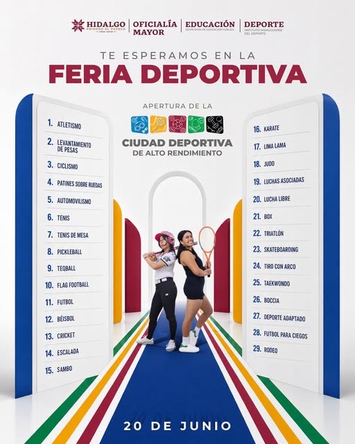 La Ciudad Deportiva de Alto Rendimiento de Hidalgo Será Inaugurada el Próximo Viernes 20 de Junio