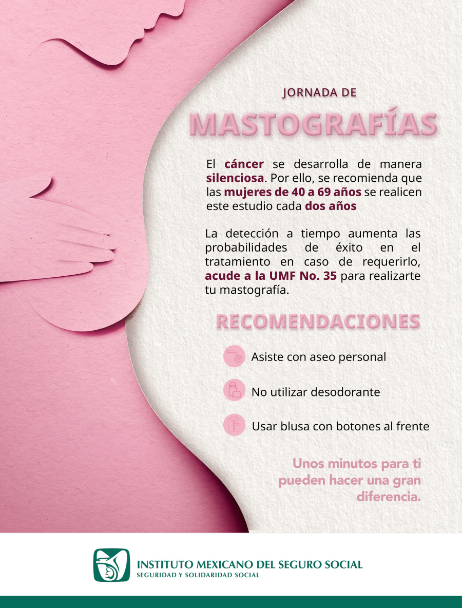 Realiza Unidad de Medicina Familiar No. 35 de Mineral de Reforma Jornada de Mastografías