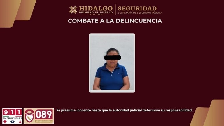 SSPH Asegura a Mujer Por Extorsión a Comerciantes en Central de Abastos de Tezontepec de Aldama