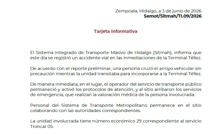 Se registró un accidente vial en las inmediaciones de la Terminal Téllez.