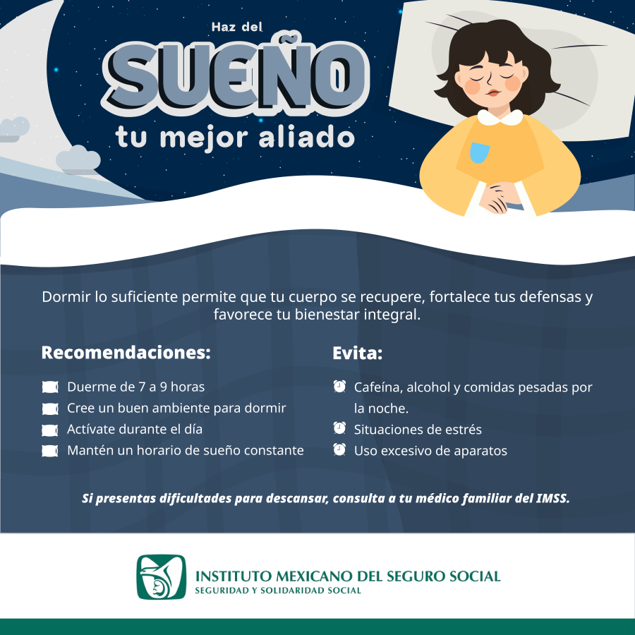 Exhorta Imss Hidalgo a Adoptar Hábitos Saludables Para Un Descanso Reparador
