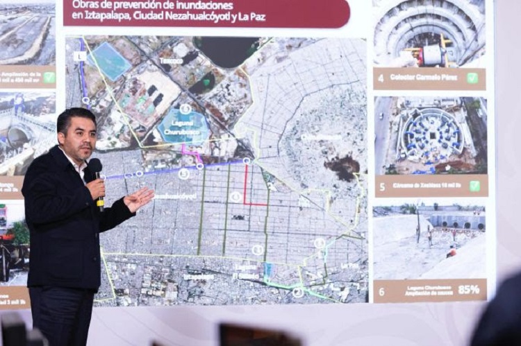 Obras de Prevención de Inundaciones en la Zona Oriente del Edomex Van al 90%, Concluirán en Julio: Presidenta Claudia Sheinbaum