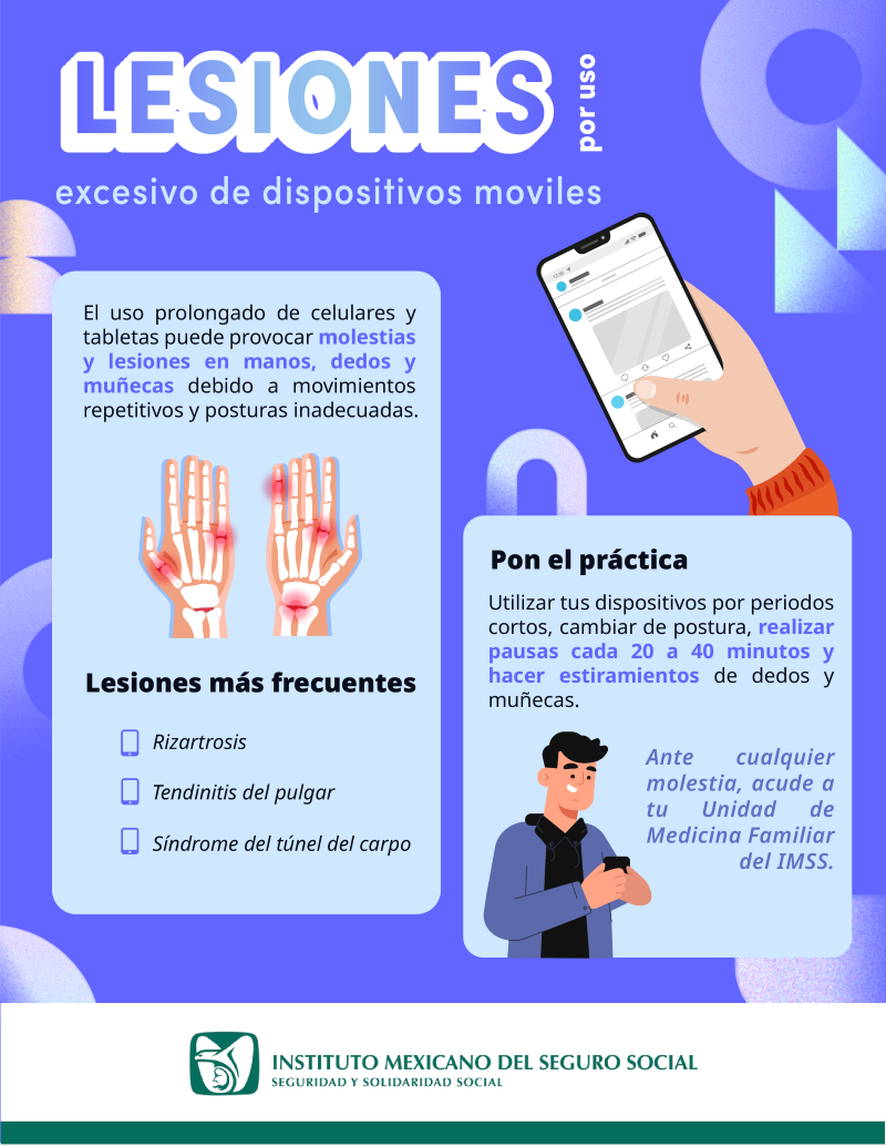 Recomienda IMSS Hidalgo Uso Moderado de Dispositivos Móviles Para Evitar Lesiones